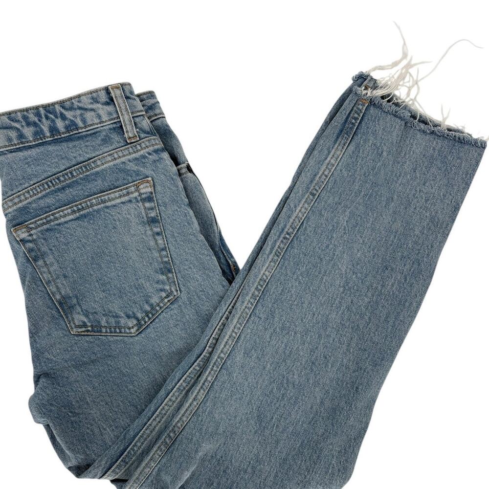 TOPSHOP Straight Leg Jeans Size 26 Denim Jean Raw Hem W 26 L 31